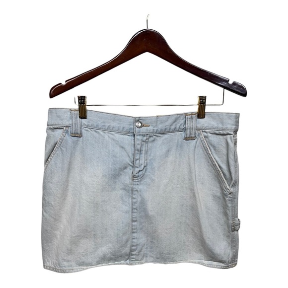 Vintage Y2K Light Wash Denim Cargo Mini Skirt 12 - Picture 1 of 4